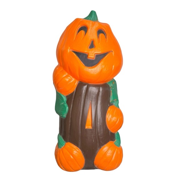 Vintage Halloween Blow Mold Pumpkin Jack o'lantern Tree, Plastic Lawn Yard Decor - Picture 1 of 16